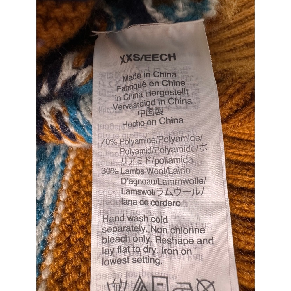 J.Crew Women's Fair Isle Mock Neck Sweater Lambswool Blend Brown Blue XXS Preppy - Picture 3 of 6
